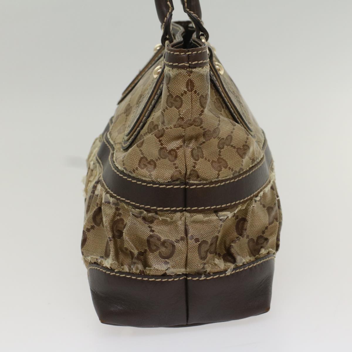 GUCCI GG Crystal Hand Bag Leather Beige 223964 54016