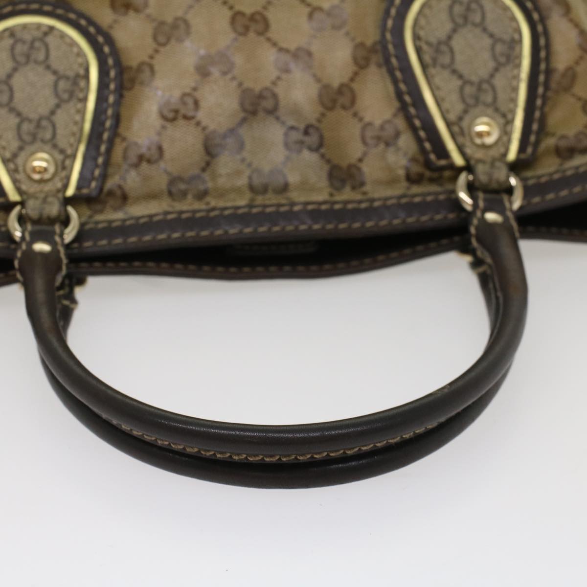 GUCCI GG Crystal Hand Bag Leather Beige 223964 54016