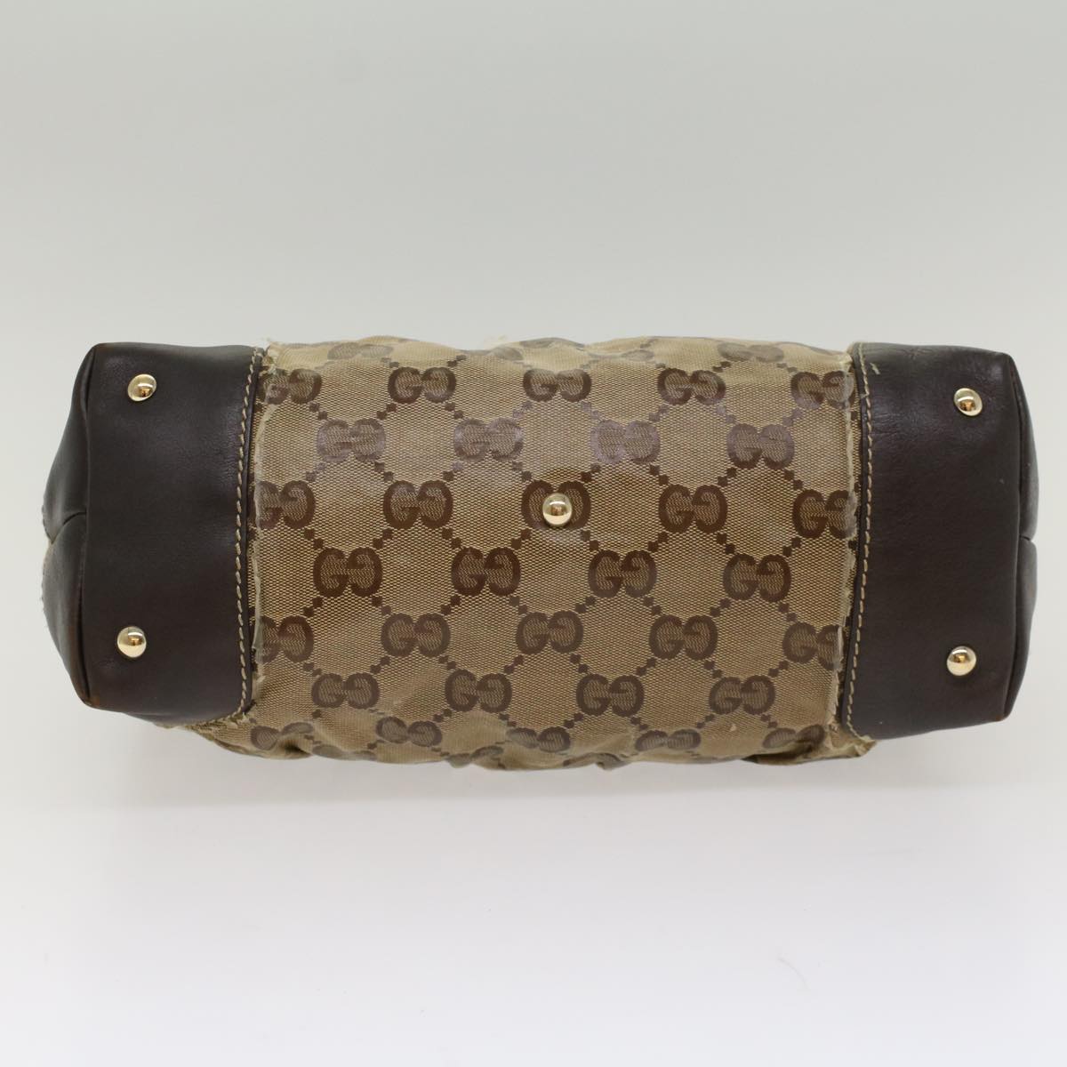 GUCCI GG Crystal Hand Bag Leather Beige 223964 54016