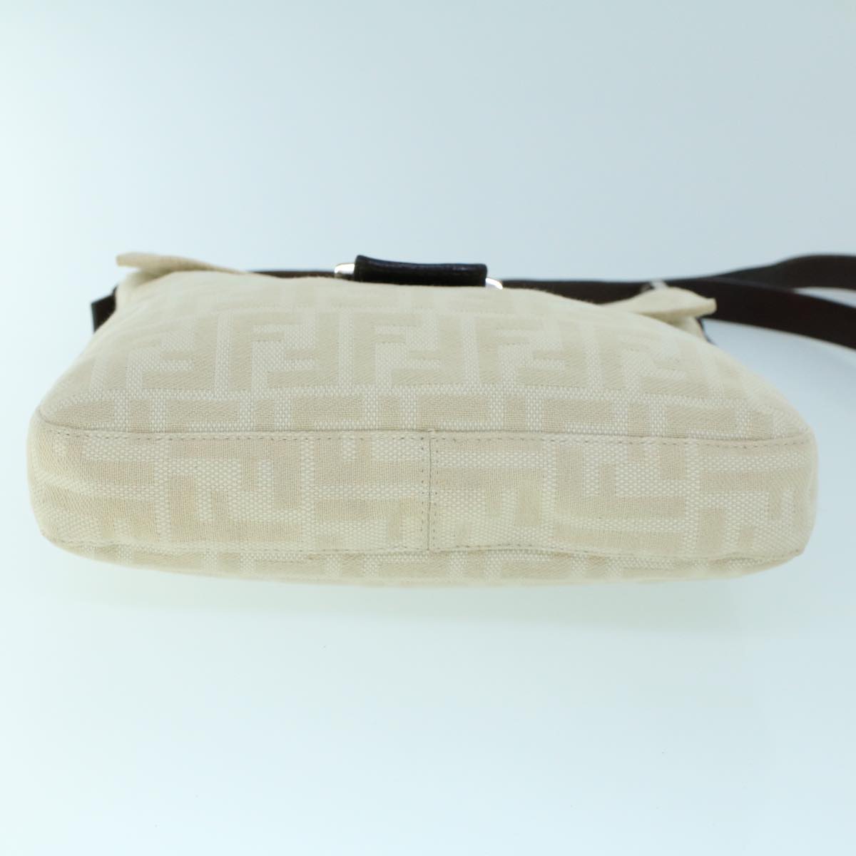 FENDI Mamma Baguette Shoulder Bag Canvas Leather Beige Brown 54030