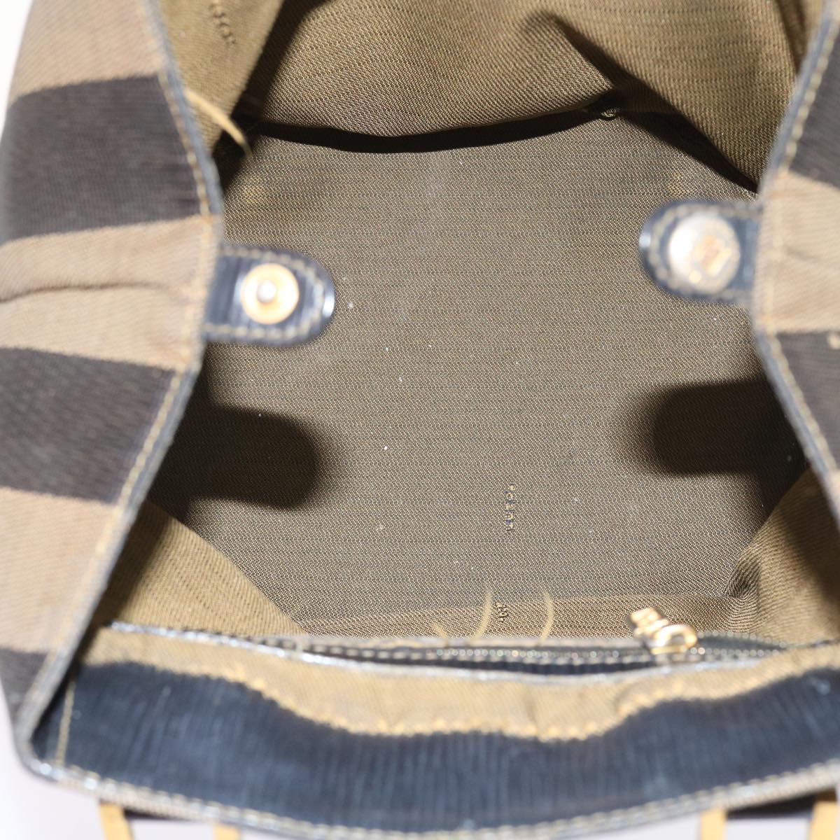 FENDI Pecan Canvas Hand Bag Black Brown 54107