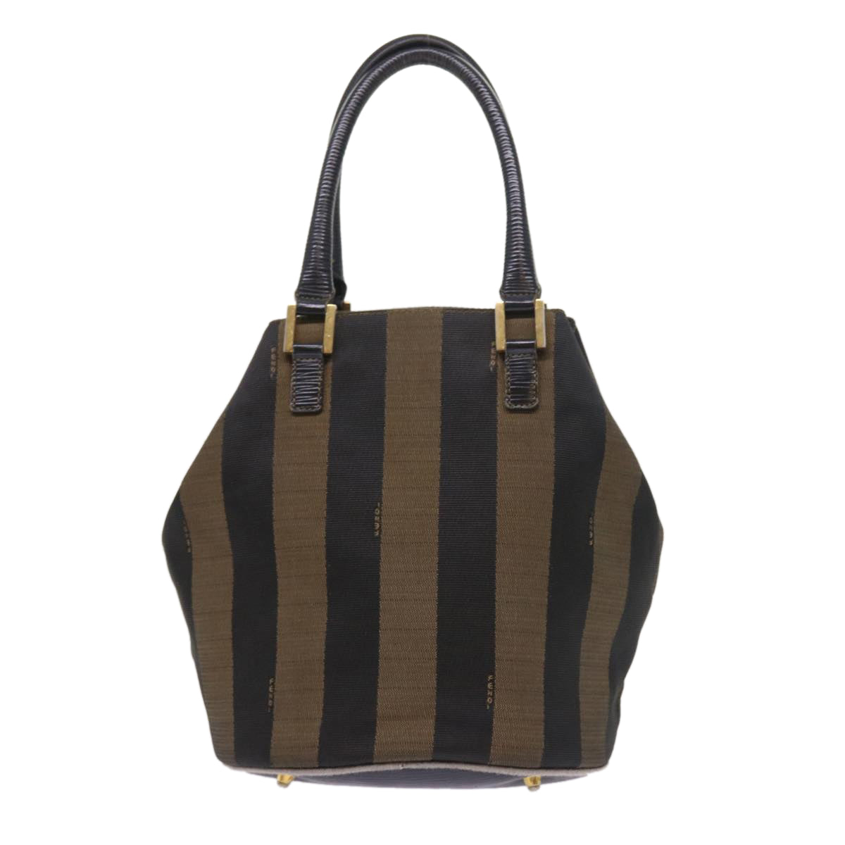 FENDI Pecan Canvas Hand Bag Black Brown 54107