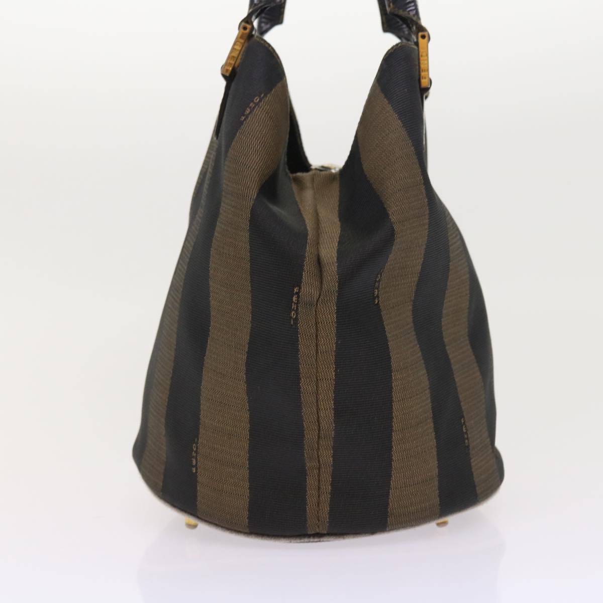 FENDI Pecan Canvas Hand Bag Black Brown 54107
