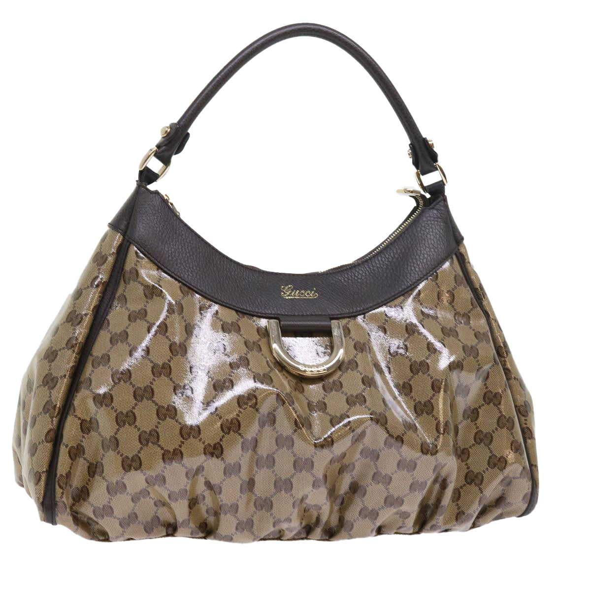 GUCCI GG Crystal Shoulder Bag Leather Beige 327786 54114