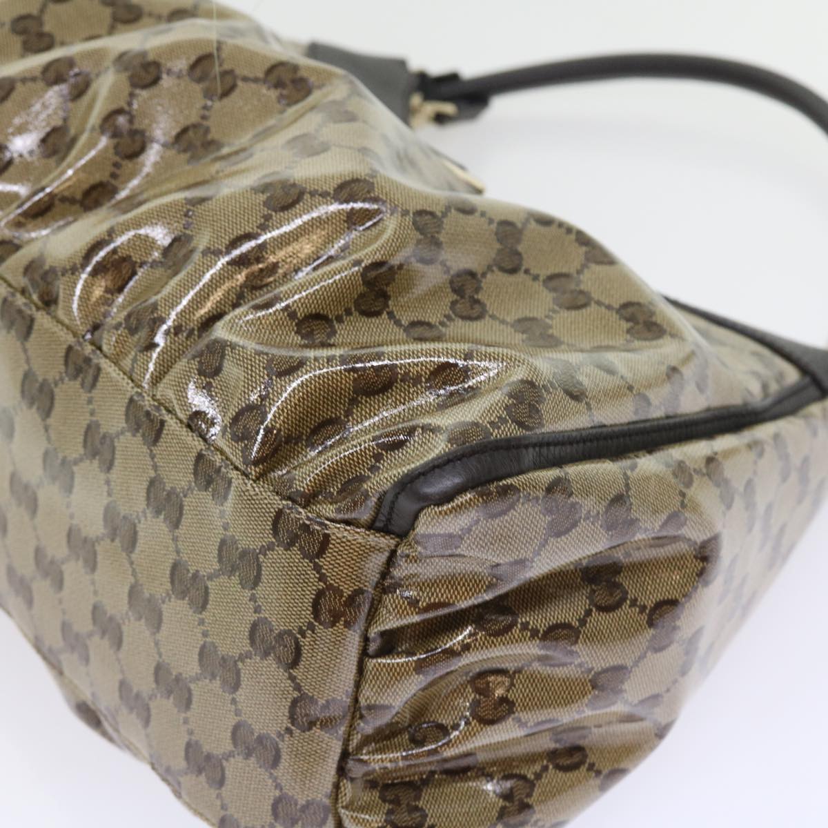 GUCCI GG Crystal Shoulder Bag Leather Beige 327786 54114