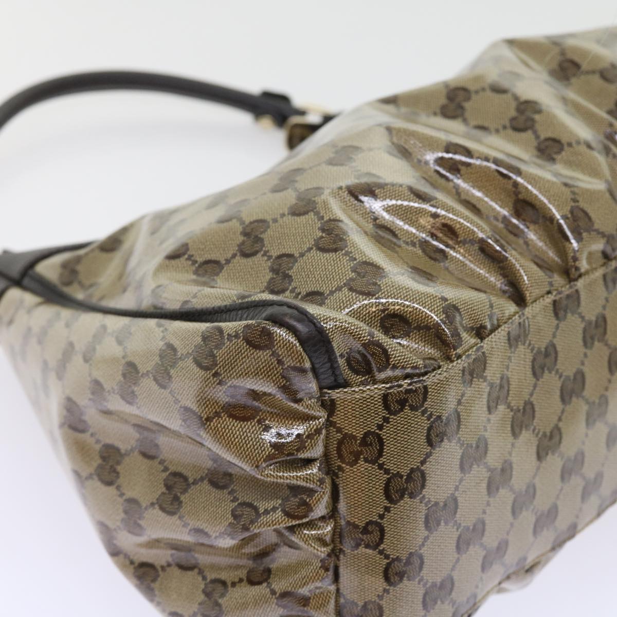 GUCCI GG Crystal Shoulder Bag Leather Beige 327786 54114