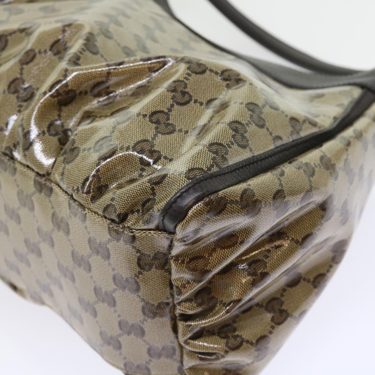 GUCCI GG Crystal Shoulder Bag Leather Beige 327786 54114
