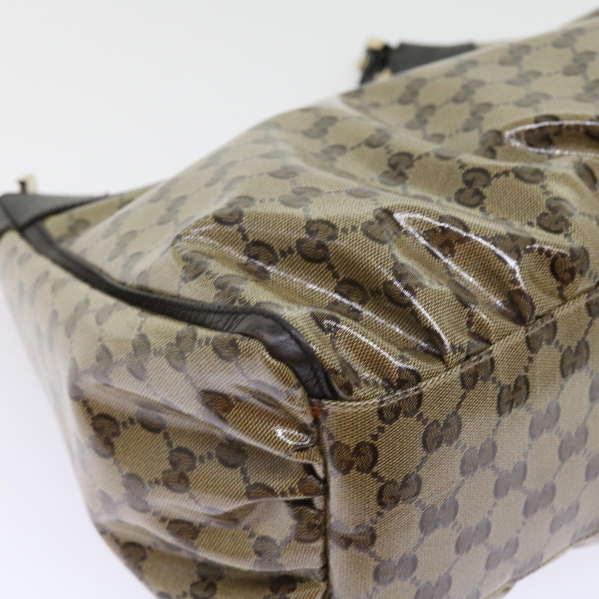 GUCCI GG Crystal Shoulder Bag Leather Beige 327786 54114