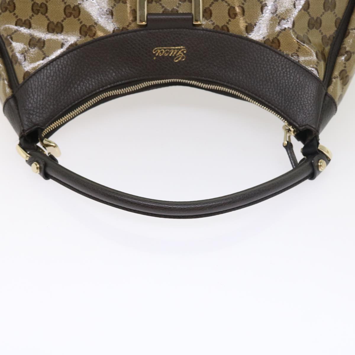 GUCCI GG Crystal Shoulder Bag Leather Beige 327786 54114
