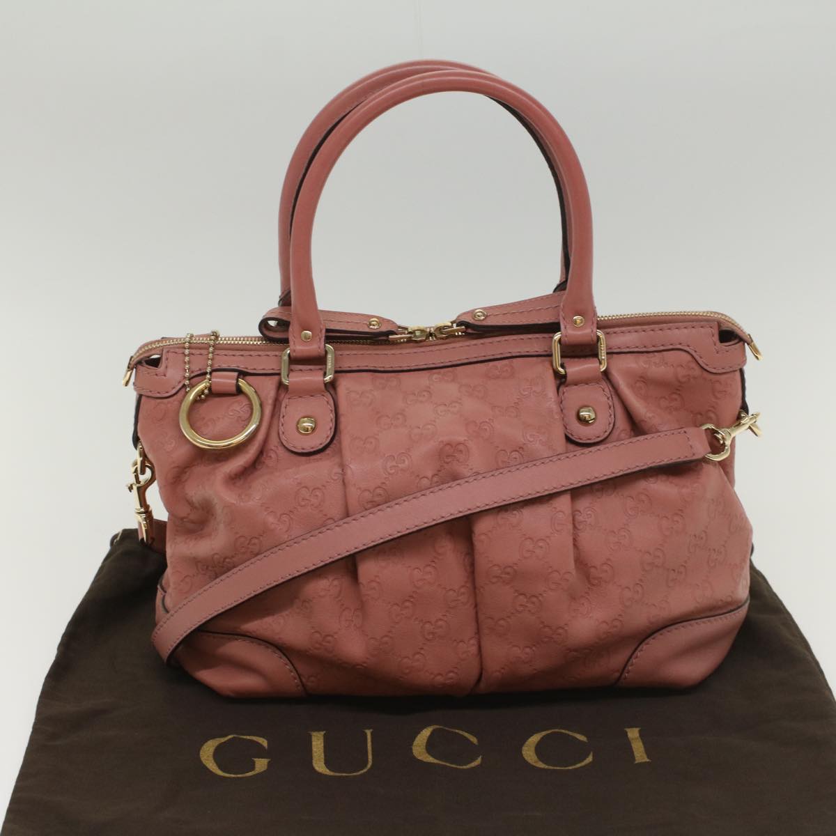 GUCCI GG Canvas Guccissima Hand Bag 2way Pink 247902 54115