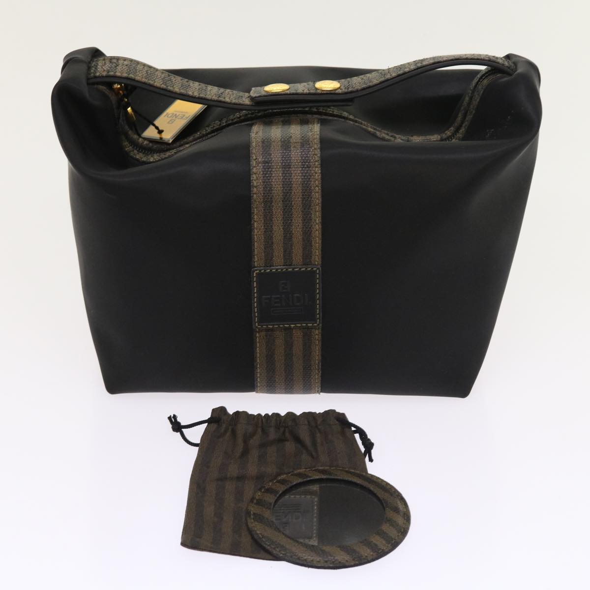 FENDI Pouch Pecan Canvas Black 54116