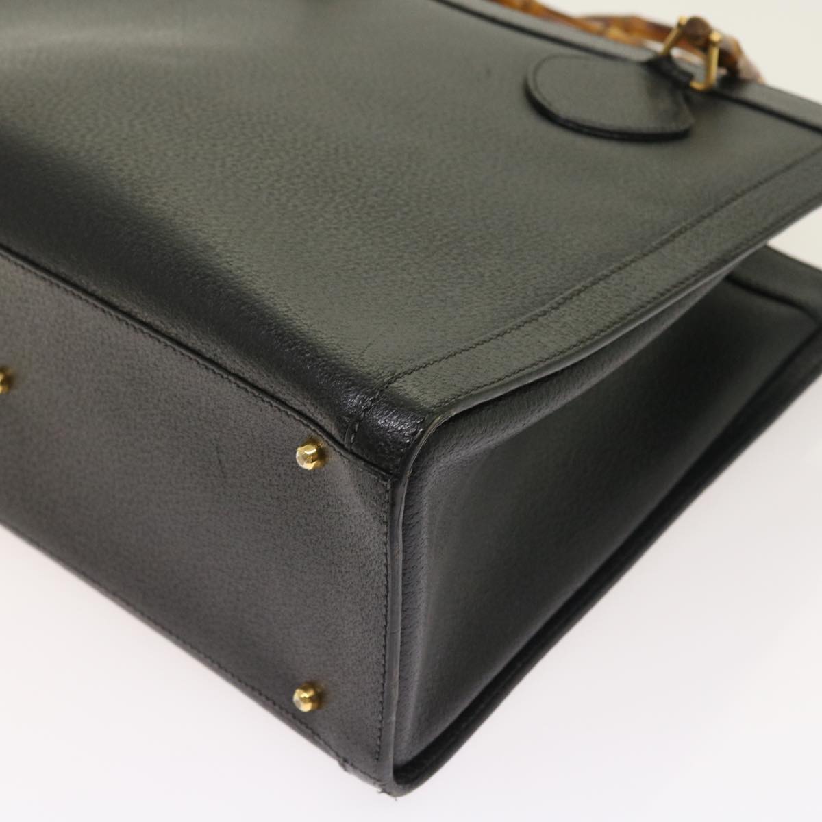 GUCCI Bamboo Hand Bag Leather Black 002 1186 0260 54124