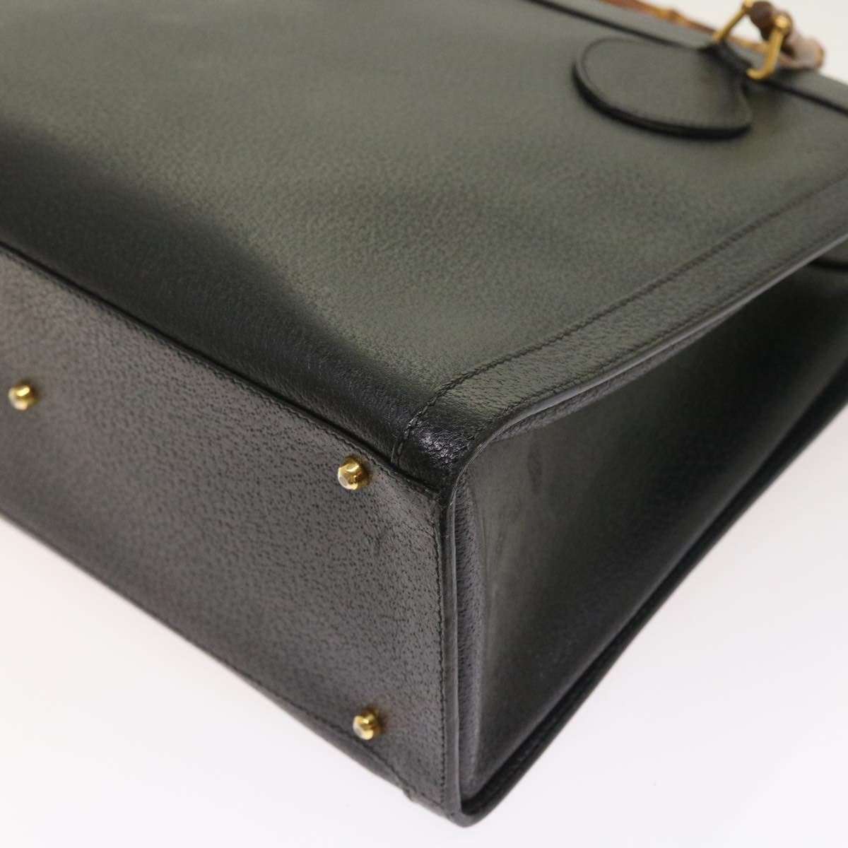 GUCCI Bamboo Hand Bag Leather Black 002 1186 0260 54124