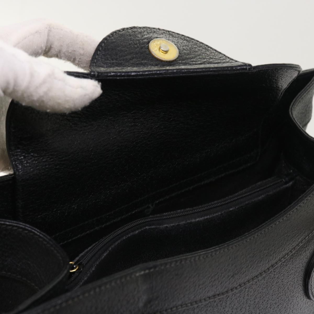 GUCCI Bamboo Hand Bag Leather Black 002 1186 0260 54124