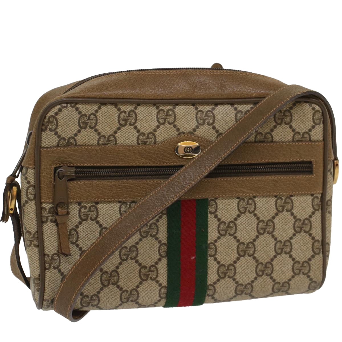 GUCCI GG Canvas Web Sherry Line Shoulder Bag Beige Red 68 02 004 54127