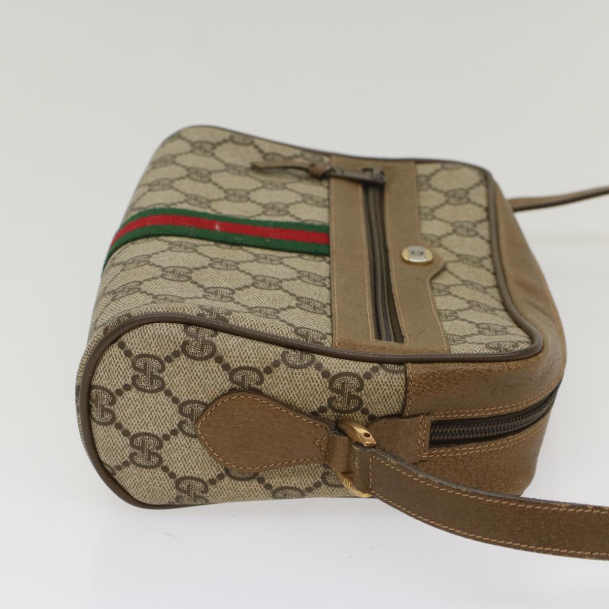 GUCCI GG Canvas Web Sherry Line Shoulder Bag Beige Red 68 02 004 54127
