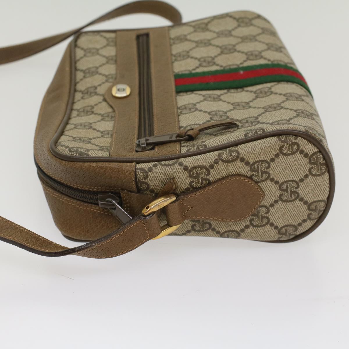 GUCCI GG Canvas Web Sherry Line Shoulder Bag Beige Red 68 02 004 54127