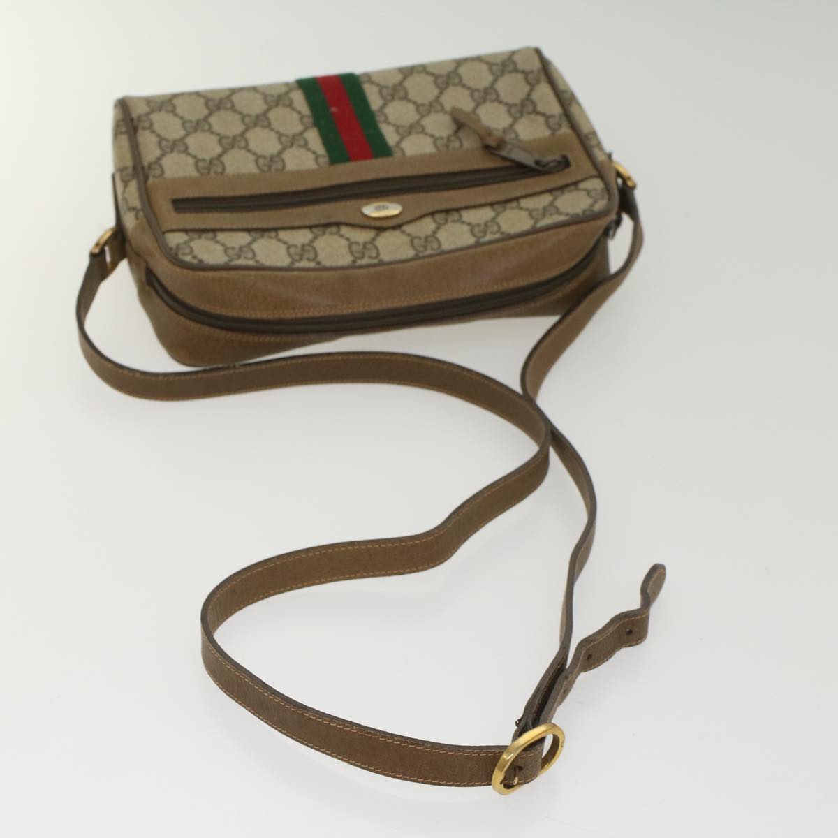 GUCCI GG Canvas Web Sherry Line Shoulder Bag Beige Red 68 02 004 54127