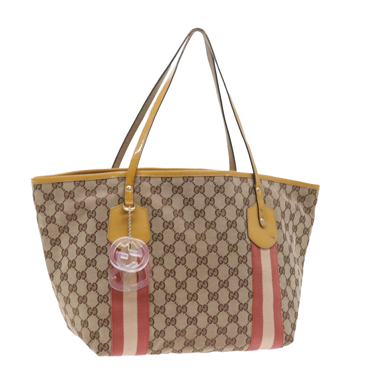 GUCCI GG Canvas Sherry Line Tote Bag Beige Pink white 211970 54129