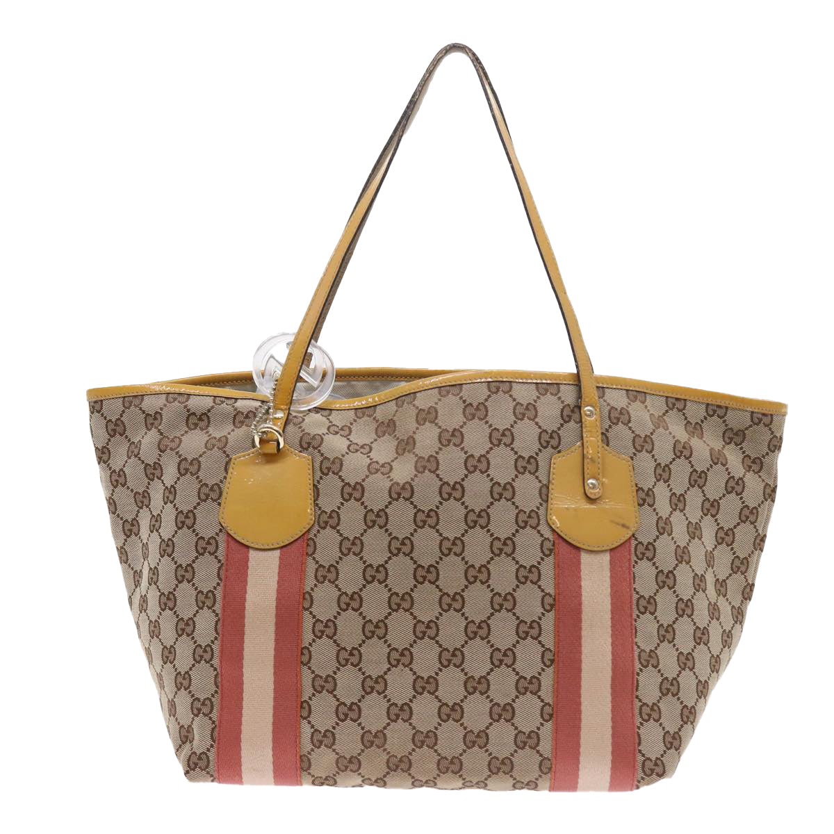 GUCCI GG Canvas Sherry Line Tote Bag Beige Pink white 211970 54129