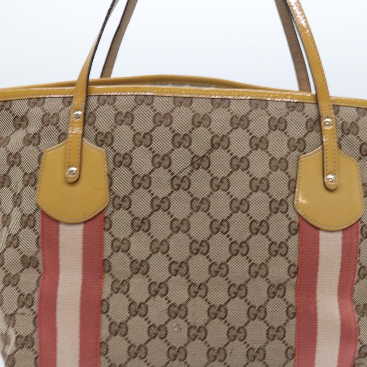 GUCCI GG Canvas Sherry Line Tote Bag Beige Pink white 211970 54129