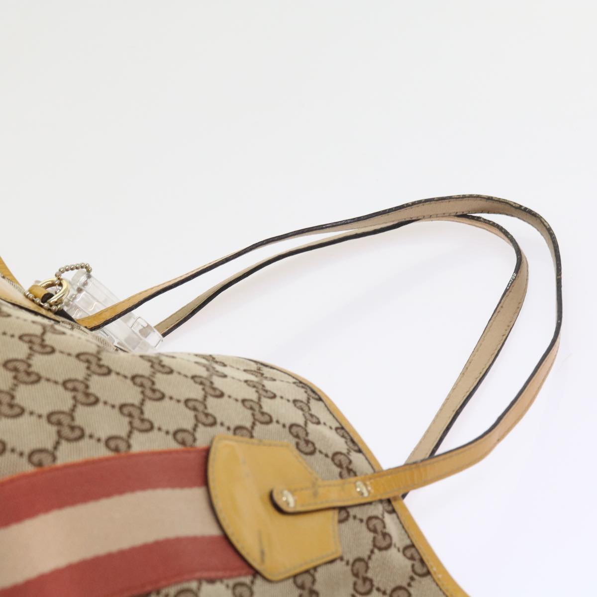 GUCCI GG Canvas Sherry Line Tote Bag Beige Pink white 211970 54129