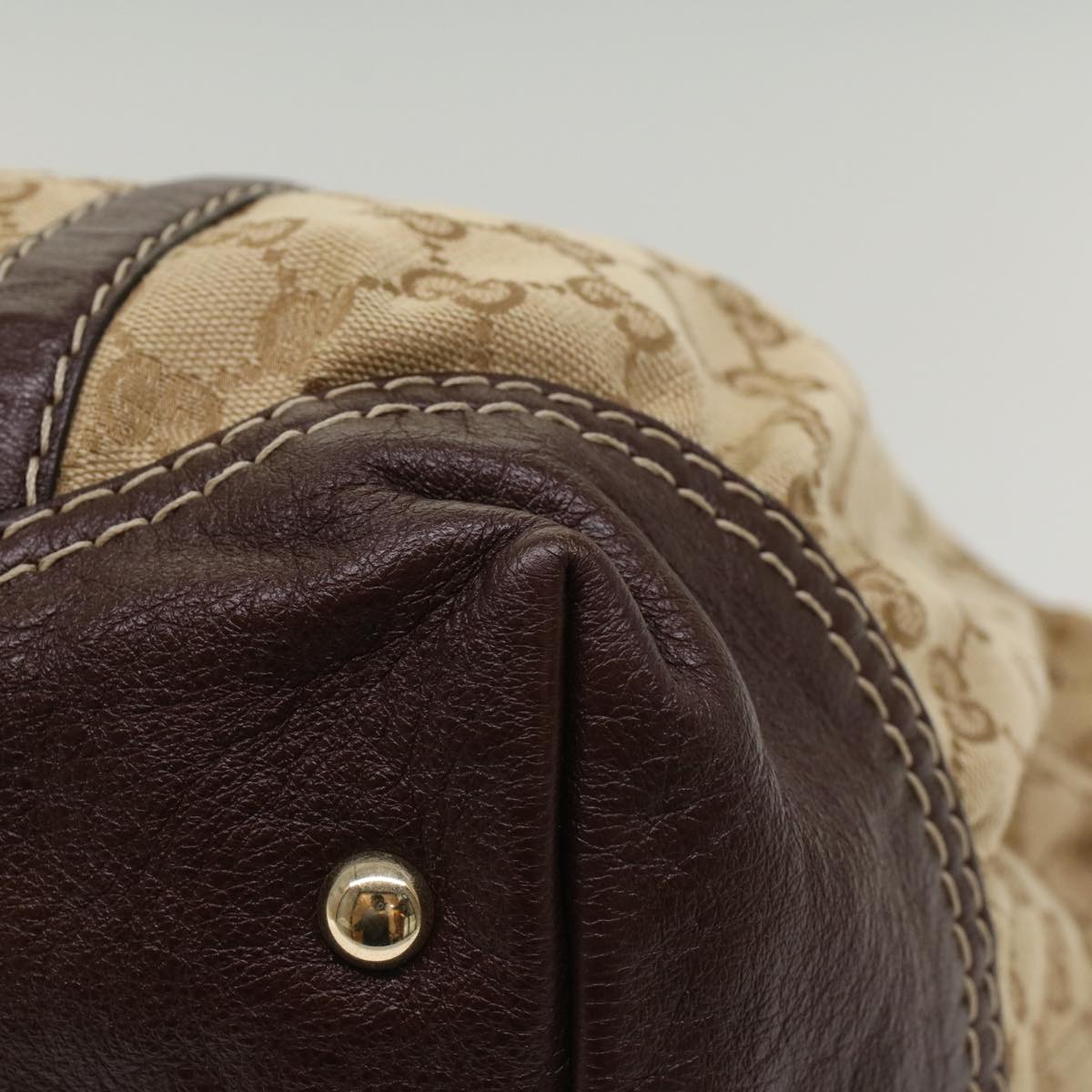 GUCCI GG Canvas Hand Bag Leather Beige 189892 54132