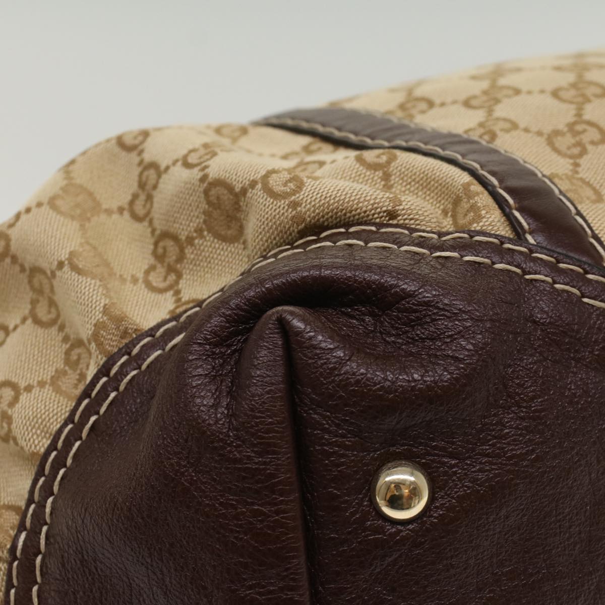 GUCCI GG Canvas Hand Bag Leather Beige 189892 54132
