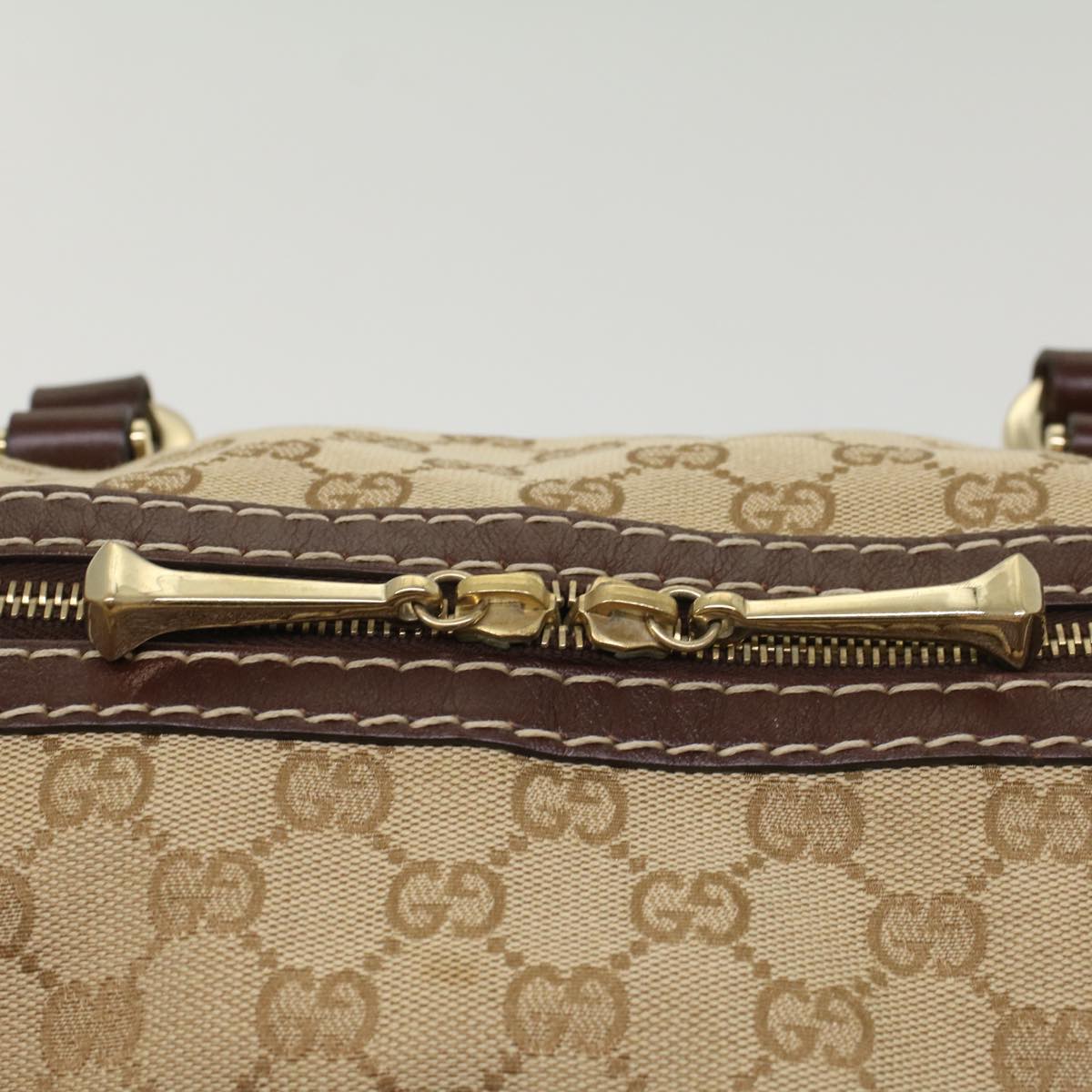 GUCCI GG Canvas Hand Bag Leather Beige 189892 54132