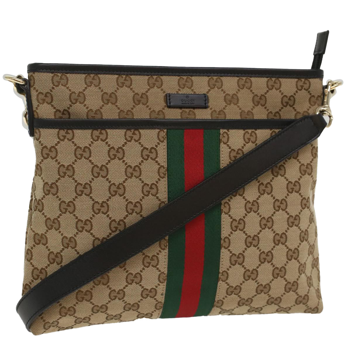 GUCCI GG Supreme Web Sherry Line Shoulder Bag Beige Red Green 388926 54134