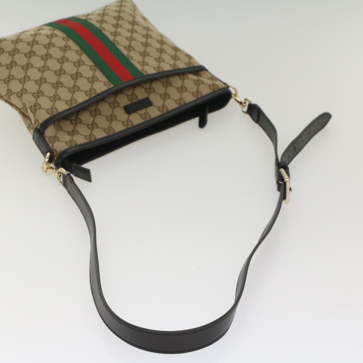 GUCCI GG Supreme Web Sherry Line Shoulder Bag Beige Red Green 388926 54134