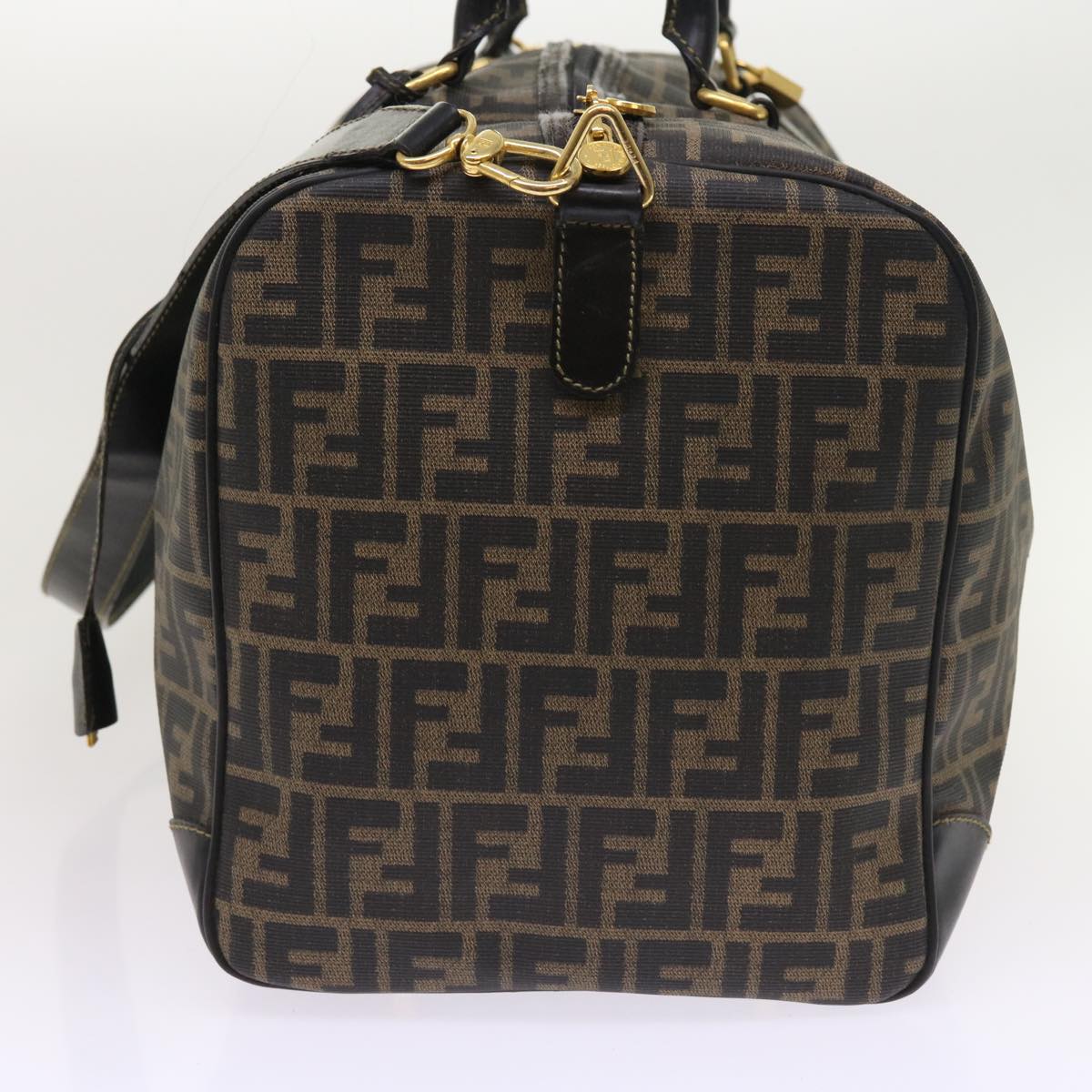 FENDI Zucca Canvas Boston Bag 2way Black Brown 54154