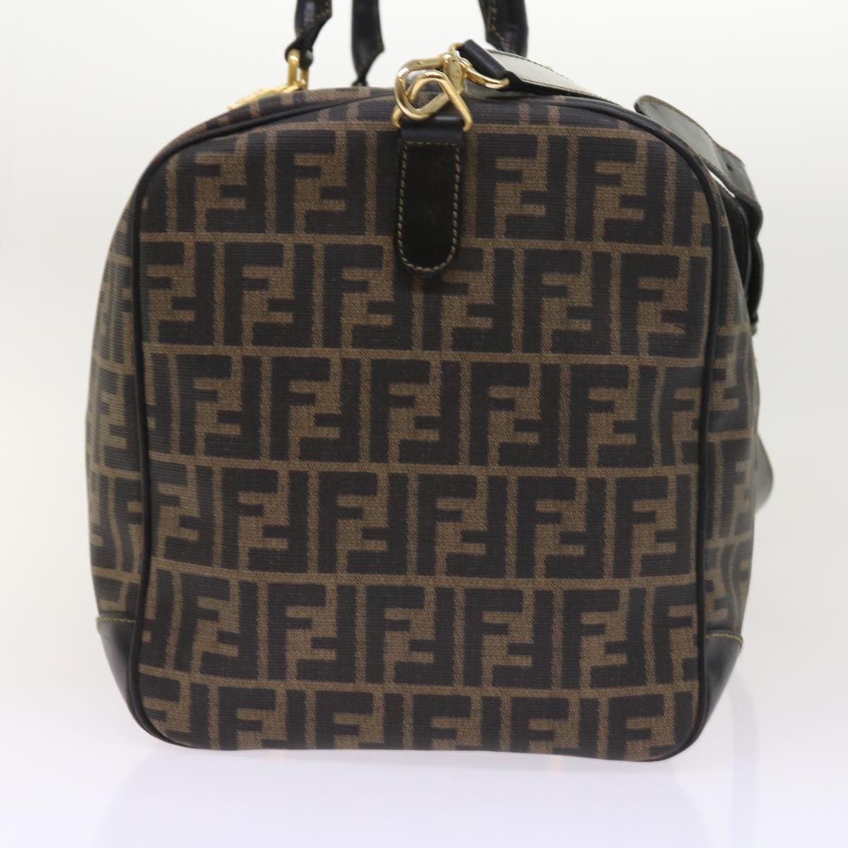 FENDI Zucca Canvas Boston Bag 2way Black Brown 54154