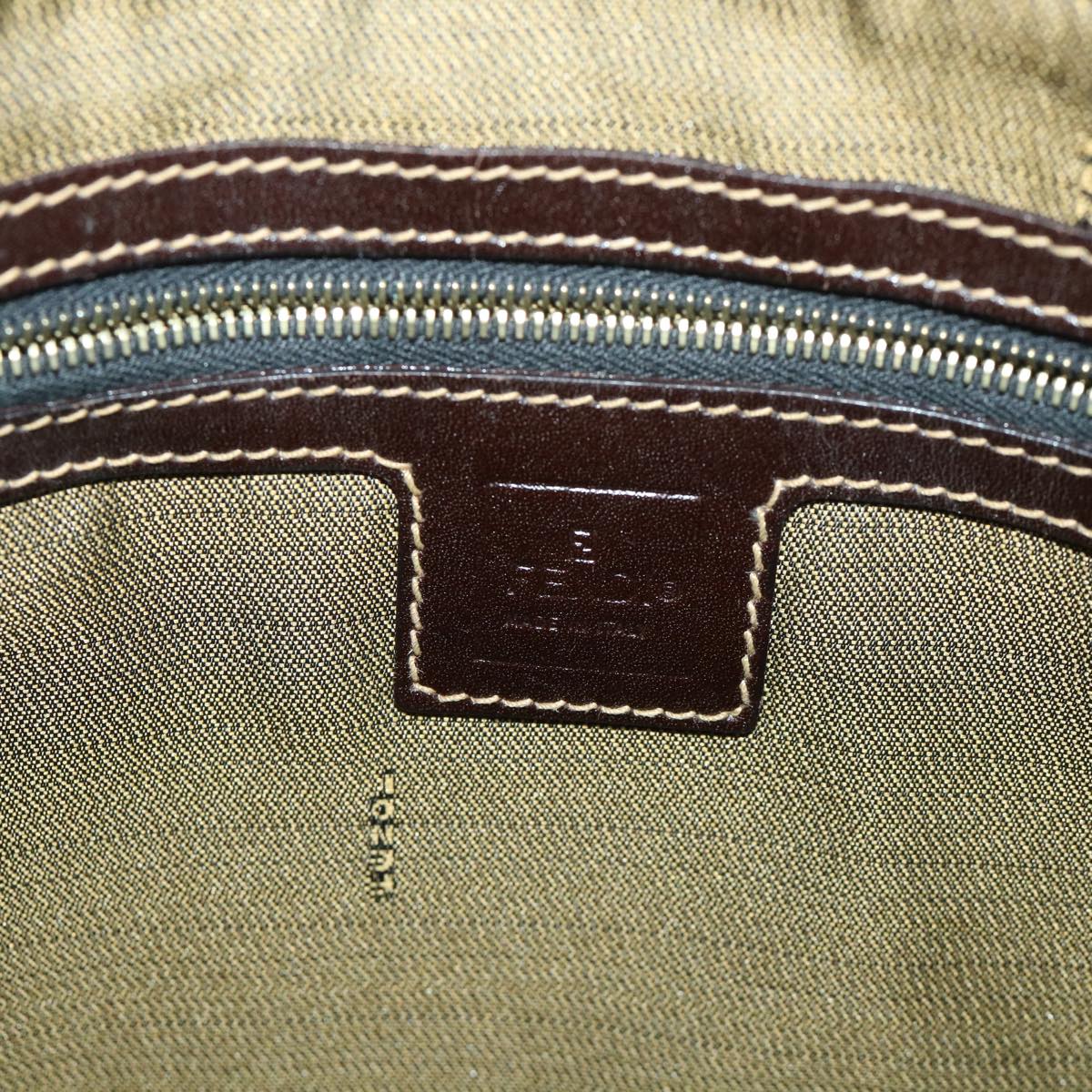 FENDI Zucca Canvas Mamma Baguette Shoulder Bag Black Brown 54169