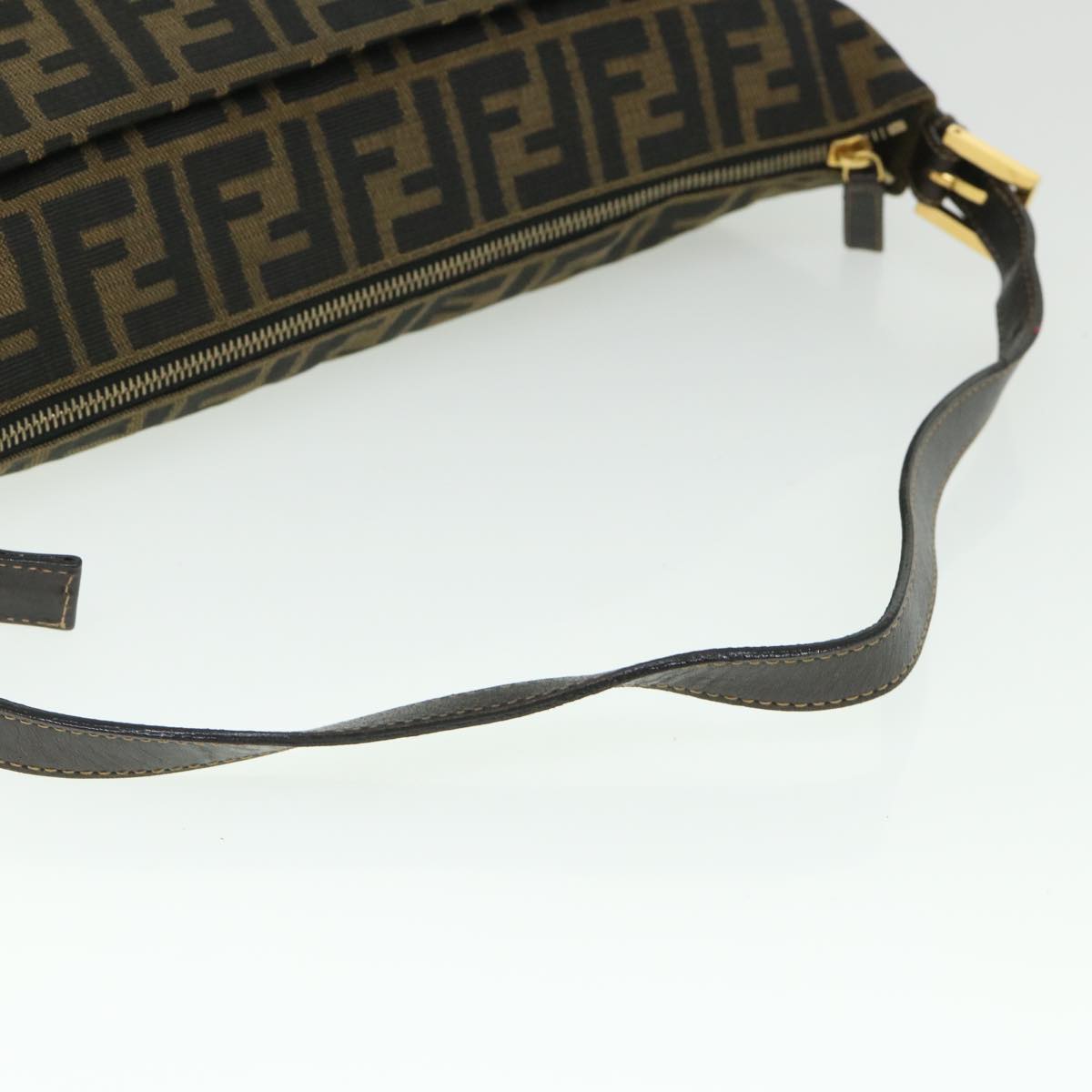 FENDI Zucca Canvas Mamma Baguette Shoulder Bag Black Brown 54169
