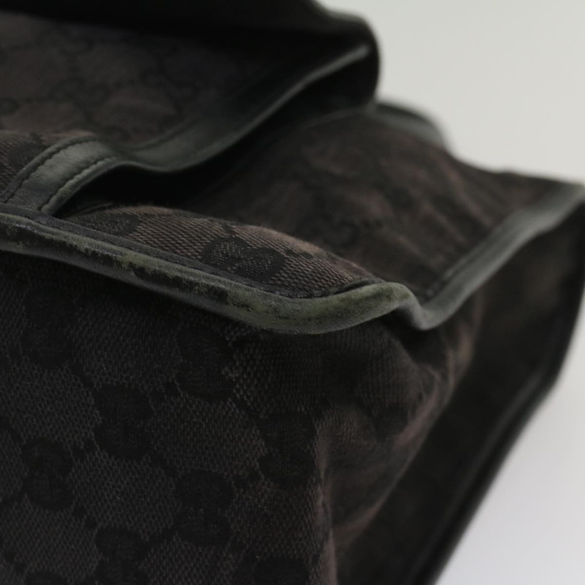 GUCCI GG Canvas Hand Bag Leather Black 000 0854 001013 54325