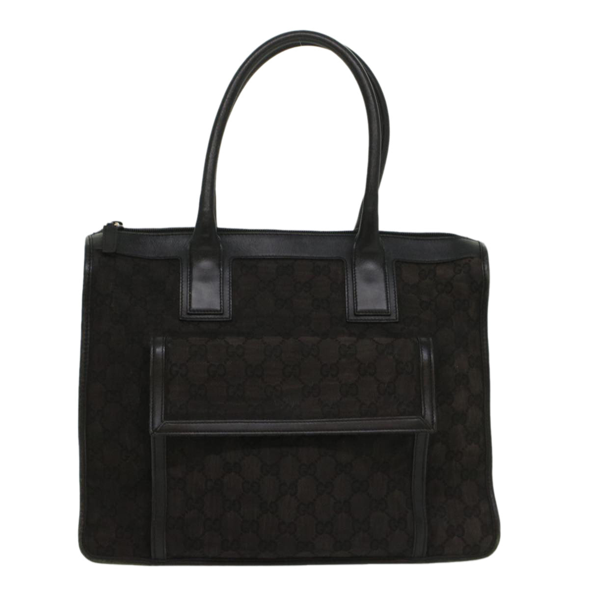 GUCCI GG Canvas Hand Bag Leather Black 000 0854 001013 54325