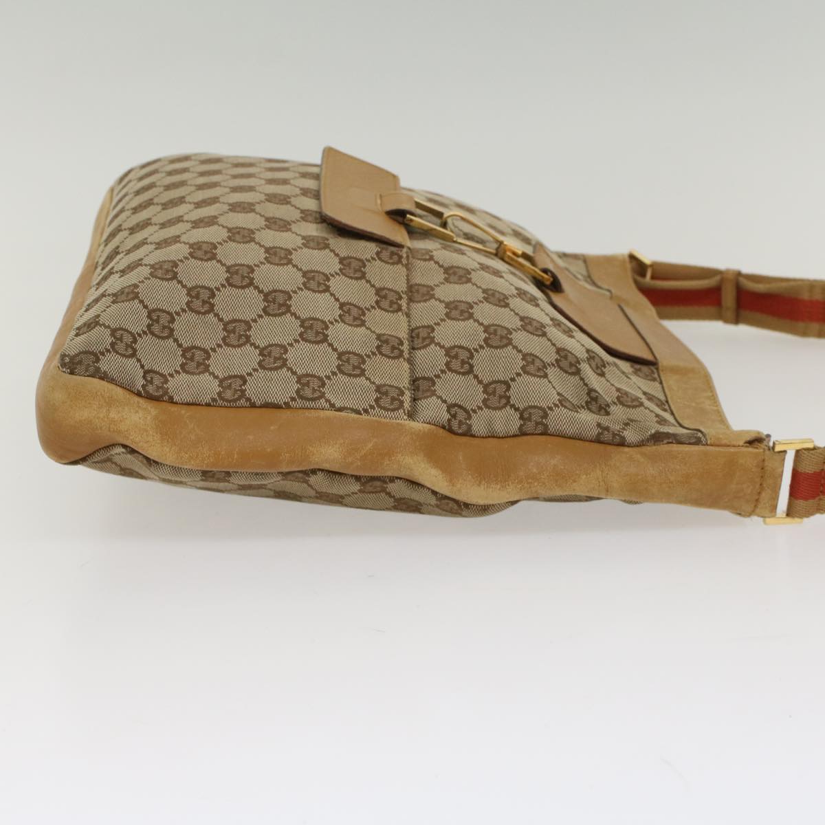 GUCCI GG Canvas Sherry Line Shoulder Bag Beige Red 001 4094 002113 54327
