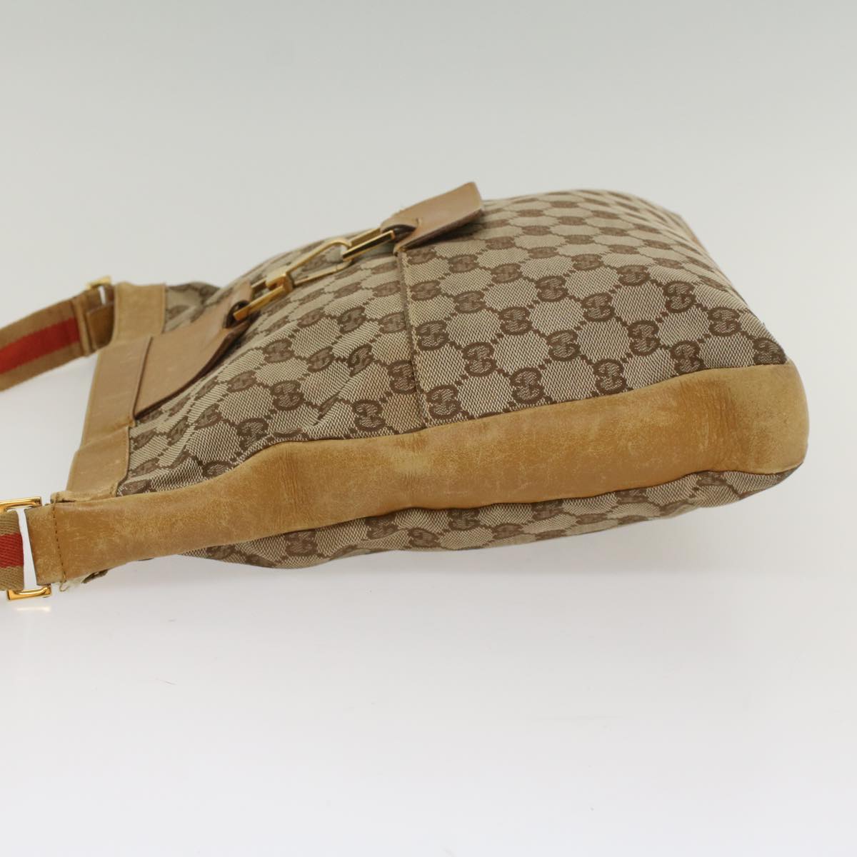 GUCCI GG Canvas Sherry Line Shoulder Bag Beige Red 001 4094 002113 54327