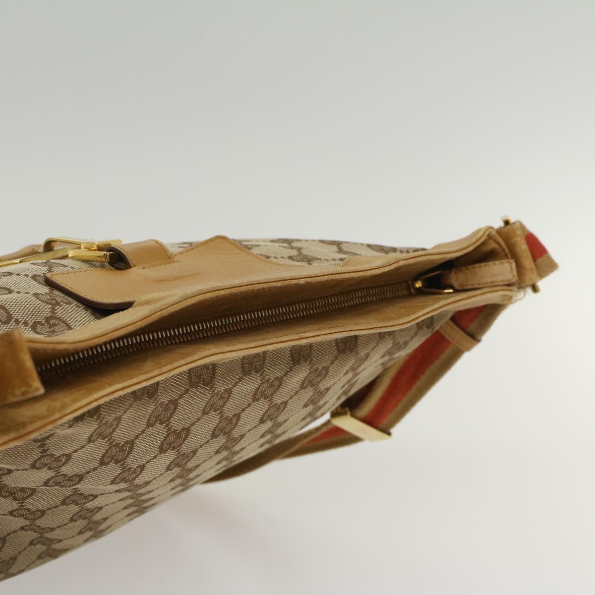 GUCCI GG Canvas Sherry Line Shoulder Bag Beige Red 001 4094 002113 54327