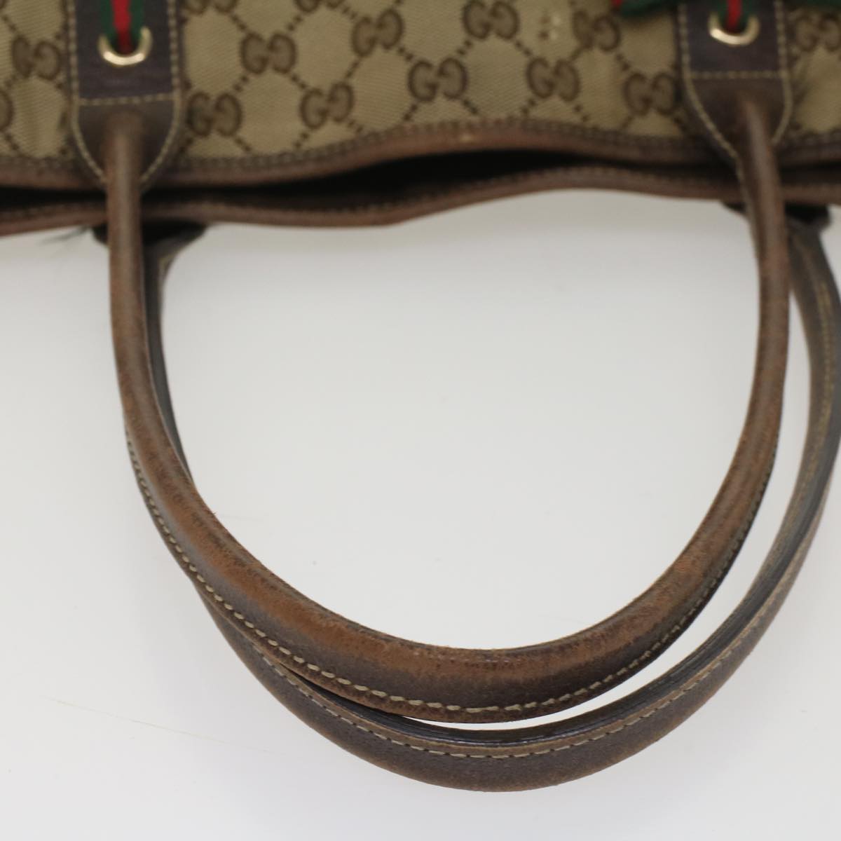 GUCCI GG Canvas Web Sherry Line Tote Bag Beige Red Green 163805 54330