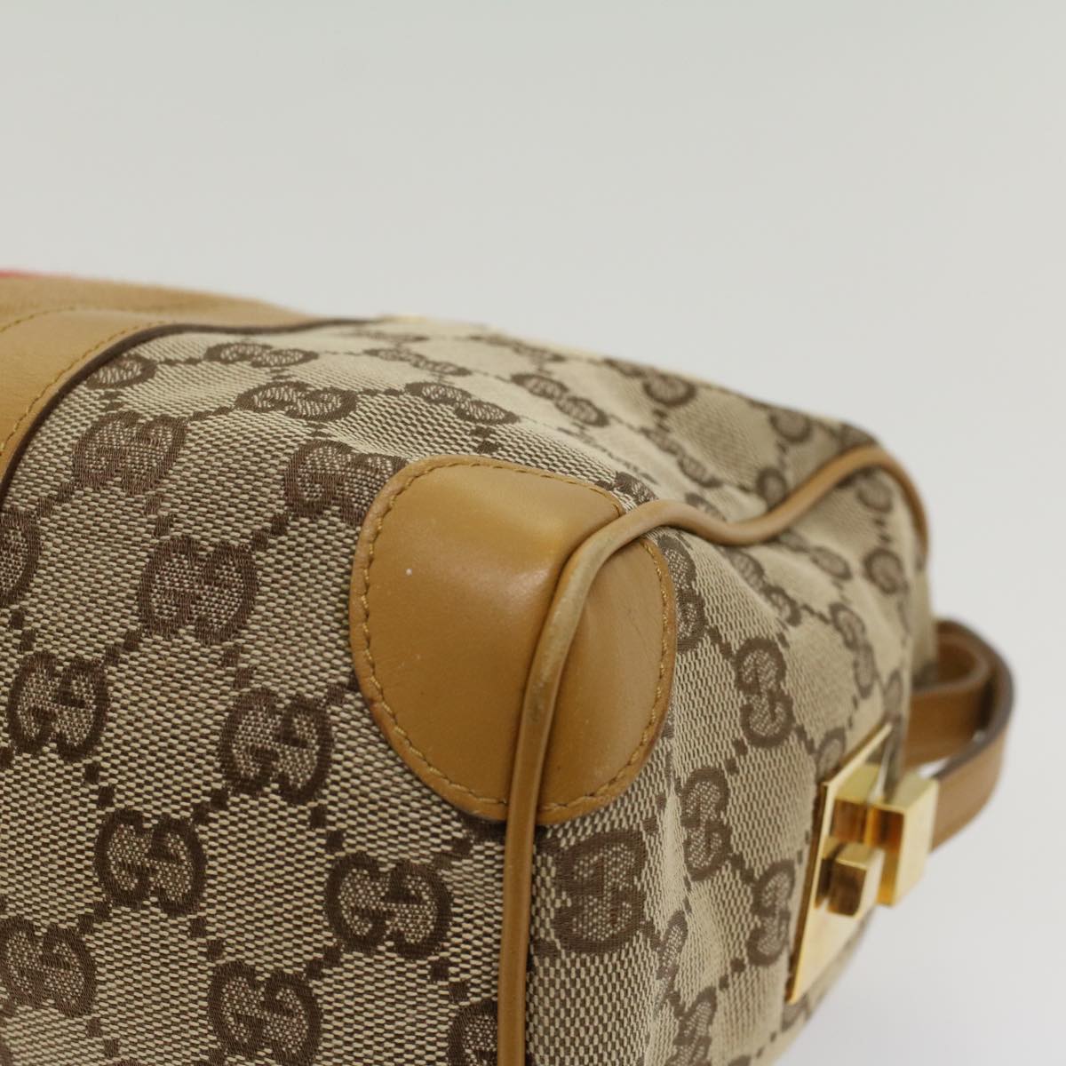 GUCCI GG Canvas Sherry Line Hand Bag Beige Orange Brown 54332