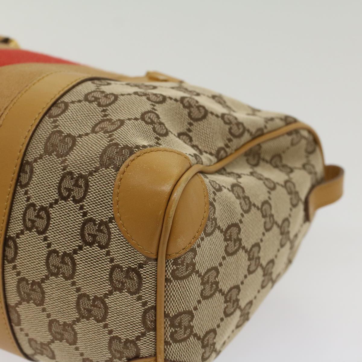 GUCCI GG Canvas Sherry Line Hand Bag Beige Orange Brown 54332