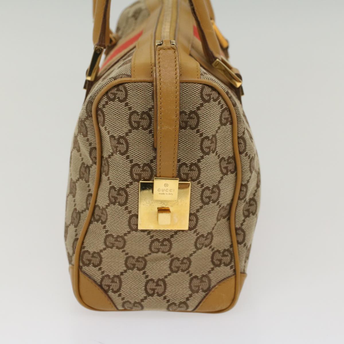 GUCCI GG Canvas Sherry Line Hand Bag Beige Orange Brown 54332