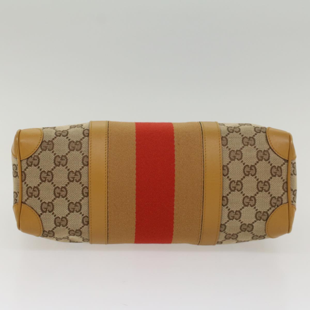 GUCCI GG Canvas Sherry Line Hand Bag Beige Orange Brown 54332