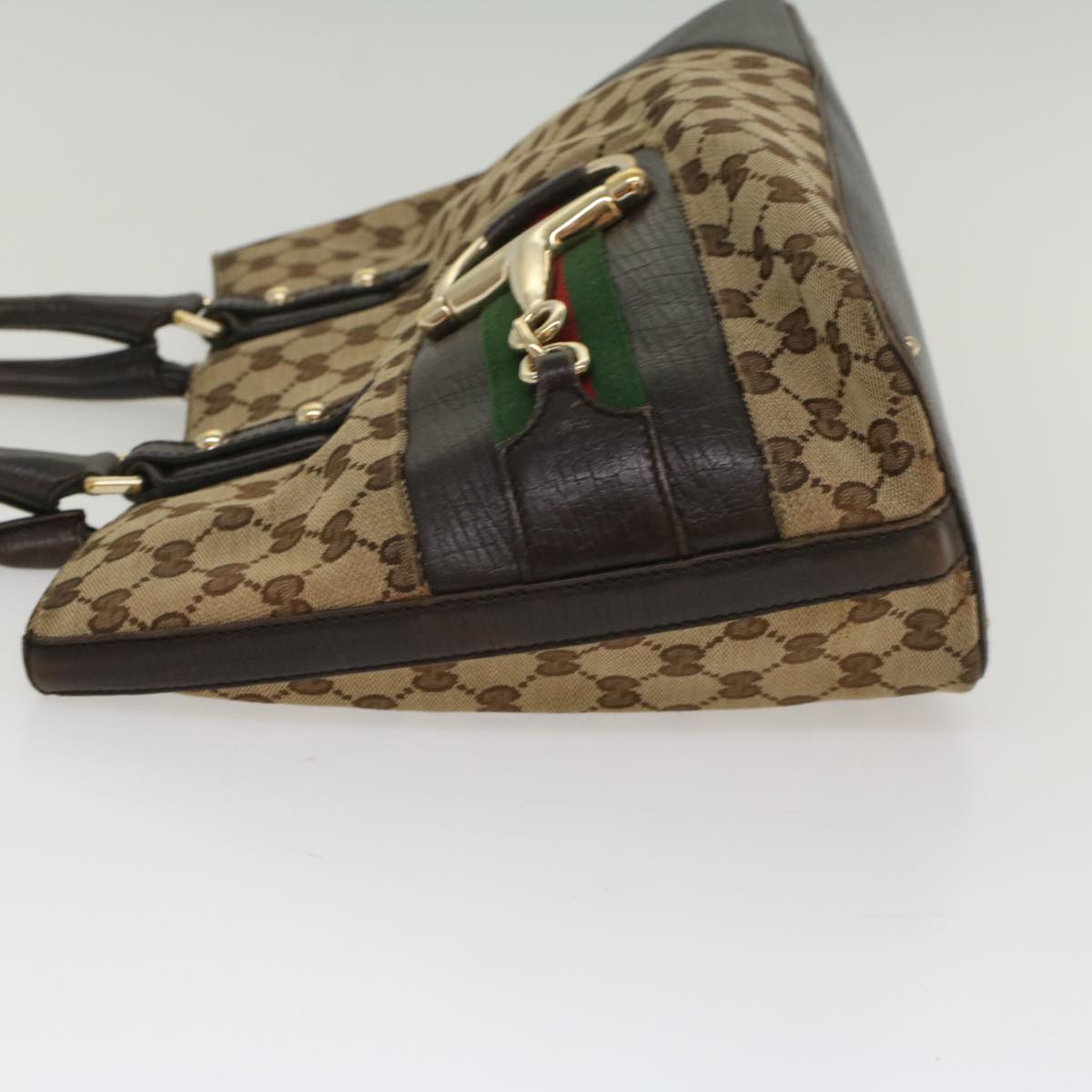 GUCCI GG Canvas Web Sherry Line Tote Bag Beige Red Green 137385 54334