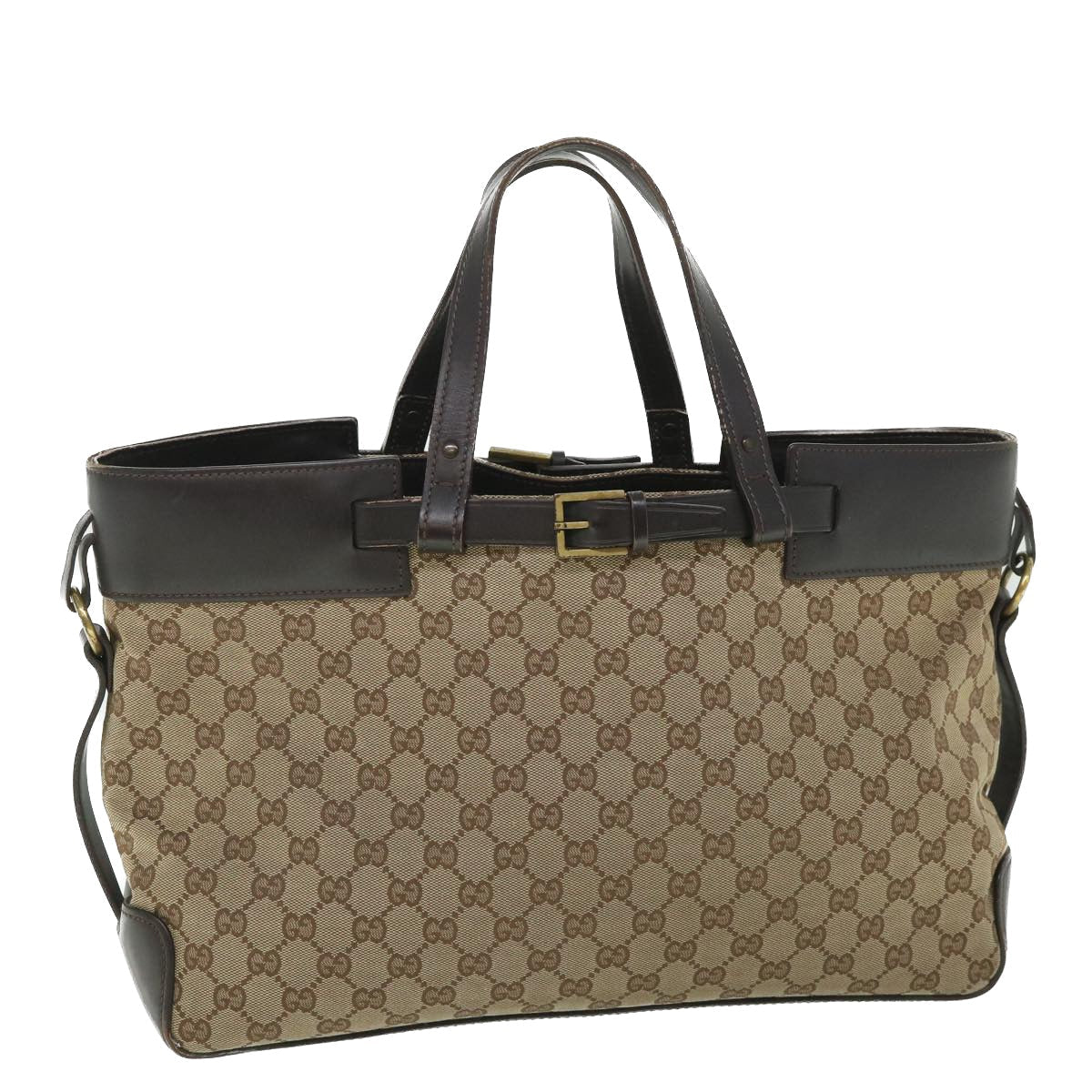GUCCI GG Canvas Hand Bag Leather Beige 106251 54335