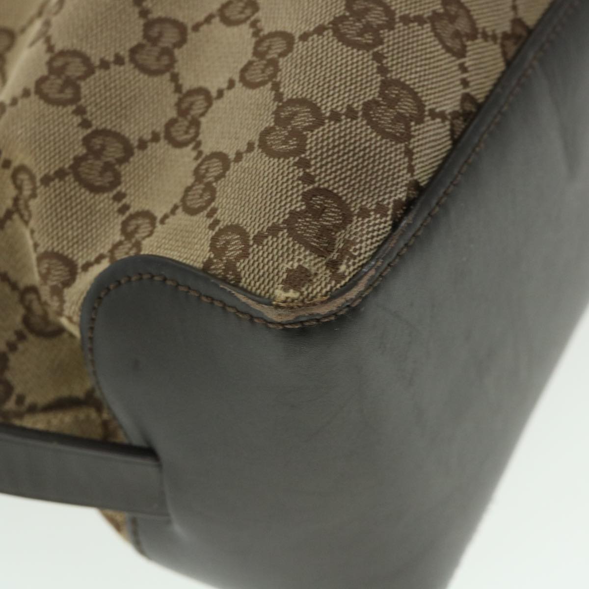 GUCCI GG Canvas Hand Bag Leather Beige 106251 54335