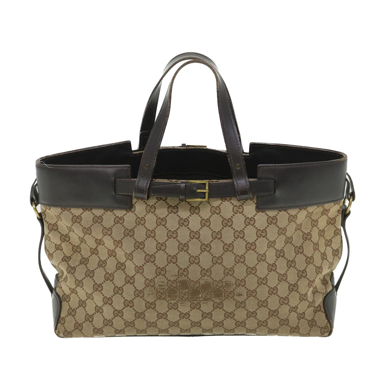 GUCCI GG Canvas Hand Bag Leather Beige 106251 54335