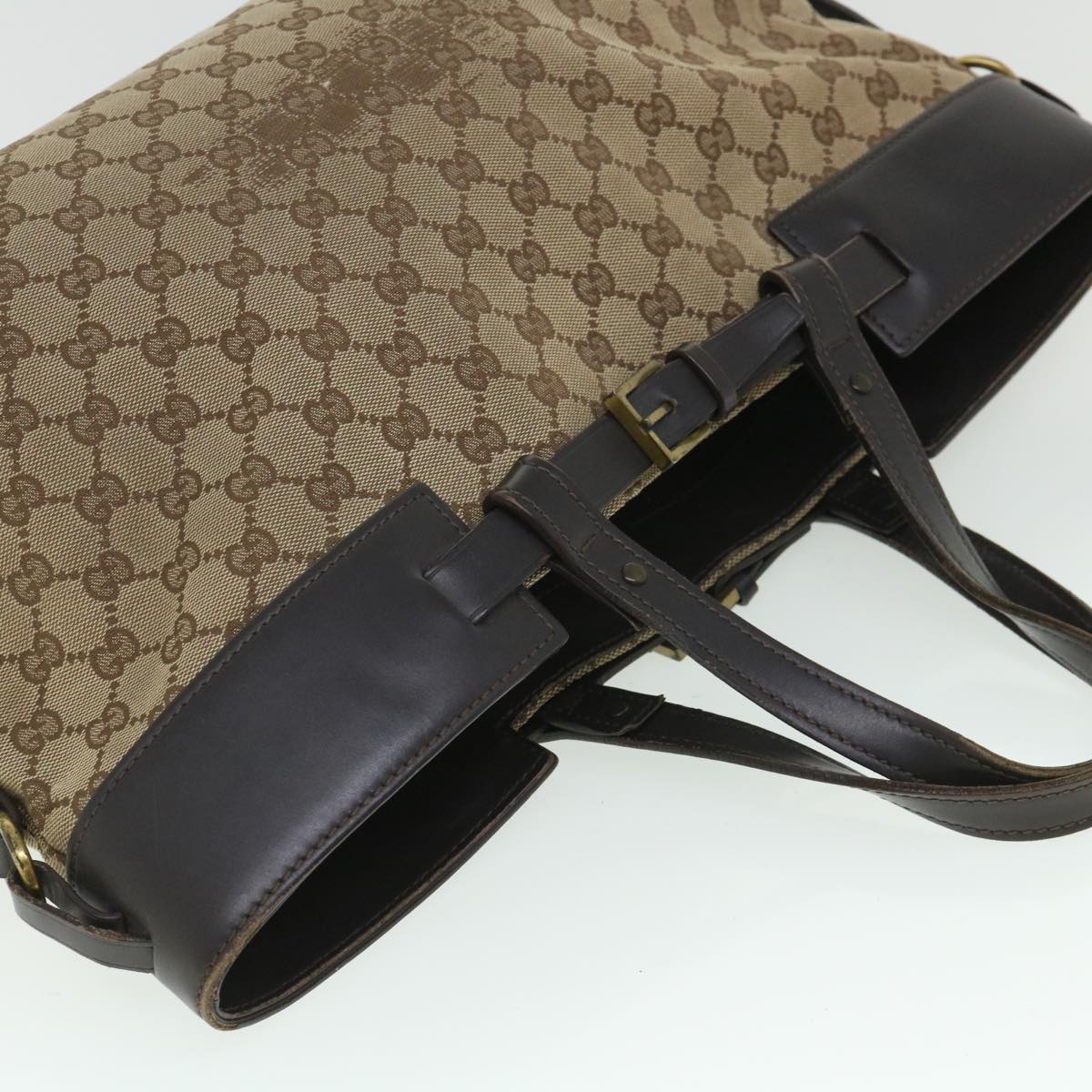 GUCCI GG Canvas Hand Bag Leather Beige 106251 54335